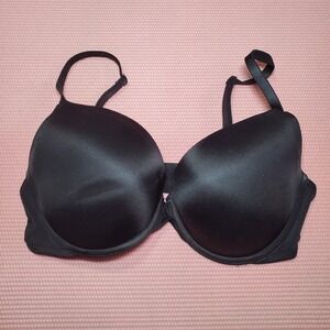 PINK Victoria's Secret Pure Black 36D Wear Everywhere Push Up Bra Back Clasp